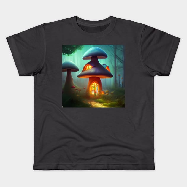 Enchanting Home for Sale (5) - Magic Mushroom House Kids T-Shirt by TheThirdEye